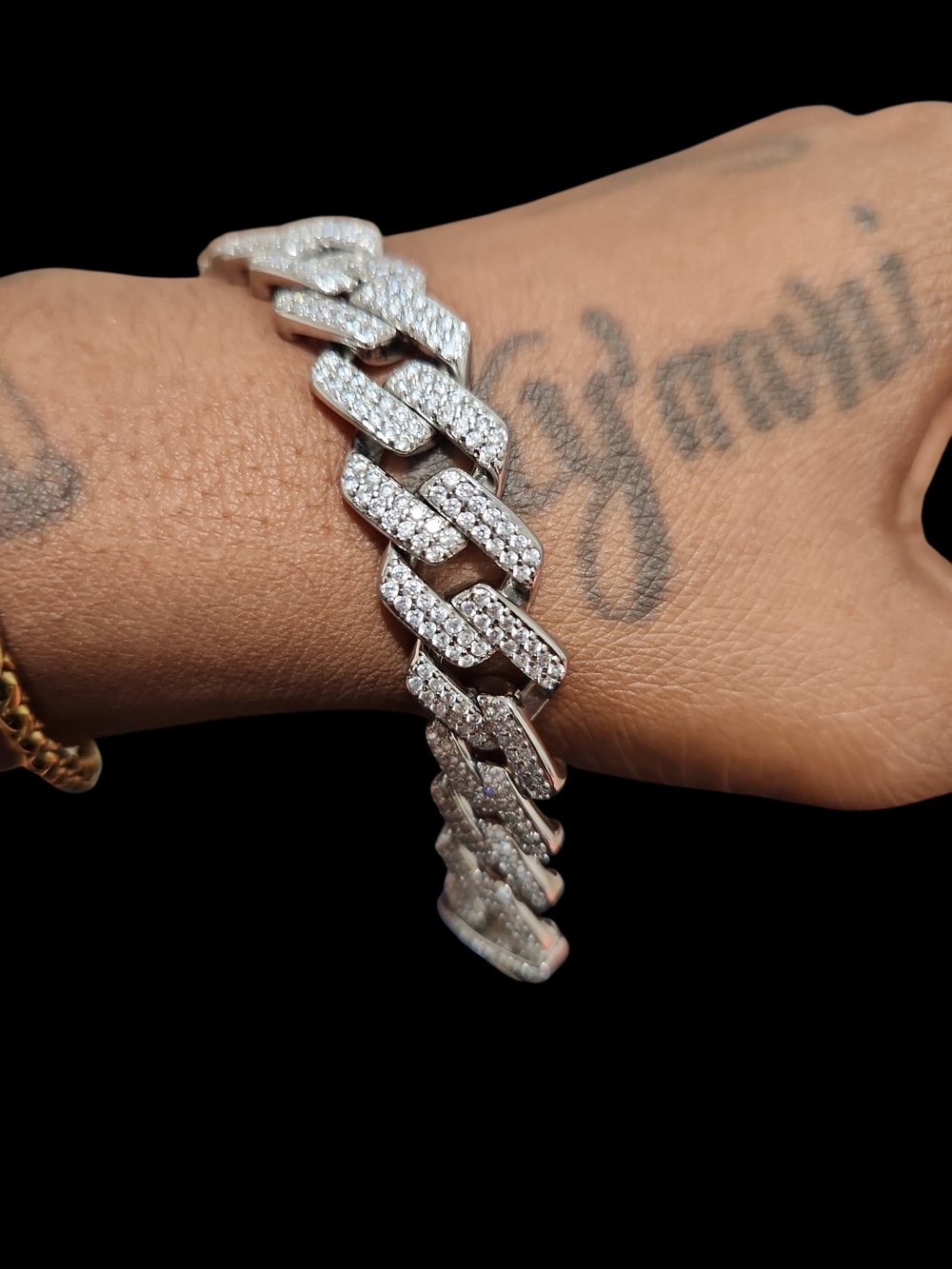 S925 Sterling Silver Moissanite Bracelet With A 10k Gold Bracelet - Picture 7 of 8